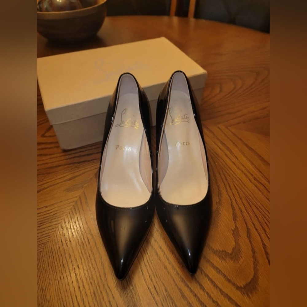 CHRISTIAN LOUBOUTIN KATE 85mm HEEL PATENT LEATHER RED BOTTOM PUMPS